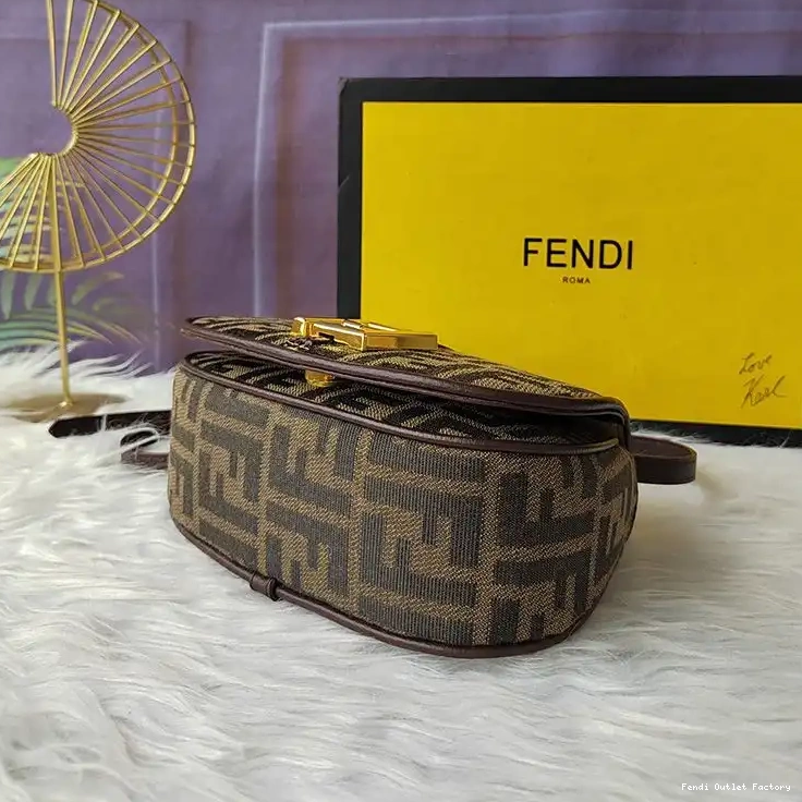 Vintage HOT In Bag Motif Brown Fabric Mini Fendi C'mon FF 0429